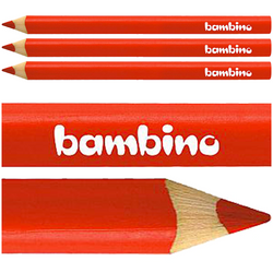 KREDKA BAMBINO TRÓJKĄTNA W DREWNIANEJ OPRAWIE GRUBA JUMBO CZERWONA - 3 szt.