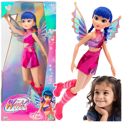 LALKA WINX CLUB FAIRY WRÓŻKA MUSA ZE SKRZYDŁAMI RÓŻOWA SUKIENKA 26 cm 