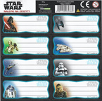 STAR WARS NAKLEJKI NA ZESZYTY KSIĄŻKI PODRĘCZNIKI NALEPKI 8 szt. DERFORM