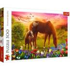 PUZZLE KONIE NA ŁĄCE 500 EL. UKŁADANKA ZACHÓD SŁOŃCA ZWIERZĘTA 37451 TREFL