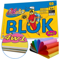 BLOK RYSUNKOWY TECHNICZNY A4 BIAŁY KOLOROWY 60 KARTEK 4w1 PASTELLO