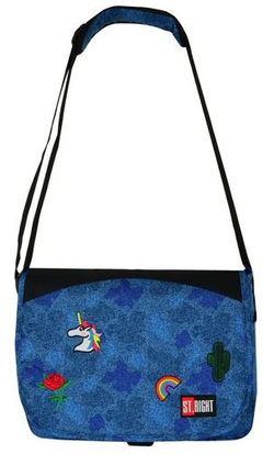 TORBA NA RAMIĘ LISTONOSZKA ST.RIGHT JEANS BADGES