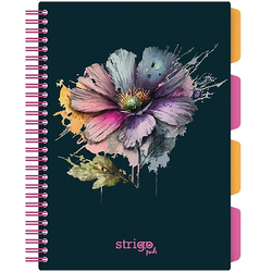 KOŁOZESZYT B5 ZESZYT NA SPIRALI W KRATKĘ 100K STRIGO PADS KWIATY GRANATOWY