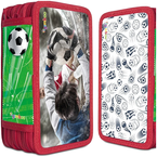 PIÓRNIK Z WYPOSAŻENIEM SZKOLNY TRZYKOMOROWY CZERWONY PIŁKA NOŻNA GIMBOO