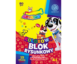 BLOK RYSUNKOWY KOLOROWY A3 15 ARKUSZY 80g SZKOLNY ASTRINO ASTRA - 10 sztuk