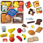 ZABAWKI DREWNIANE JEDZENIE OWOCE WARZYWA SERY PIECZYWO NABIAŁ W SKRZYNKACH