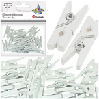 SPINACZE DREWNIANE OZDOBNE KLAMERKI MINI BIAŁE RUSTYKALNE 25 szt. TITANUM