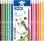 KREDKI OŁÓWKOWE TRÓJKĄTNE SZKOLNE MIĘKKIE 2.9mm 12 ŻYWYCH KOLORÓW MILAN