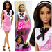 LALKA BARBIE FASHION RÓŻOWA SUKIENKA DŁUGIE CIEMNE WŁOSY 30cm