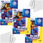 BLOK RYSUNKOWY BIAŁY ASTRA A4 20 KARTEK 120g GRUBSZY SZKOLNY - 3 sztuki