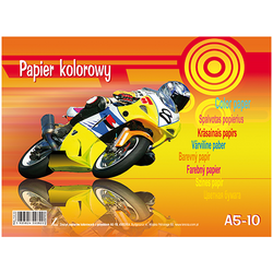 ZESZYT PAPIERÓW KOLOROWYCH Z POŁYSKIEM KRESKA FORMAT A5 10  kartek - 5 szt.