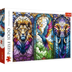 PUZZLE 1000 ELEMENTÓW KOLOROWY WITRAŻ ZE ZWIERZĘTAMI UKŁADANKA TREFL 10957