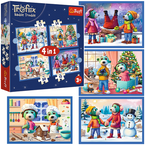 PUZZLE 4w1 TREFLIKI RATUJĄ ŚWIĘTA U TREFLIKÓW PADA ŚNIEG TREFL 34657