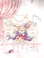 TORBA PREZENTOWA TOREBKA PASTELOWA RÓŻOWA Z MISIEM 45x31x10 cm