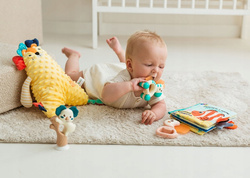 ZESTAW PREZENTOWY MASKOTKA KSIĄŻECZKA MATERIAŁOWA EDUKACYJNA GRZECHOTKI