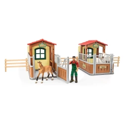 SCHLEICH FARM WORLD WIZYTA W OTWARTEJ STAJNI KONIE BOKSY FIGURKI 72116