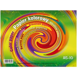 ZESZYT PAPIERÓW KOLOROWYCH Z POŁYSKIEM KRESKA FORMAT A5 10  kartek - 3 szt.