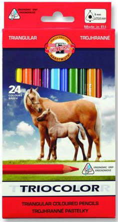 KREDKI OŁÓWKOWE TRÓJKĄTNE JUMBO GRUBE TRIOCOLOR KOH-I-NOOR 24 KOLORY