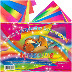 ZESZYT PAPIERÓW KOLOROWYCH TĘCZOWY WYCINANKA A4 8 KARTEK KRESKA