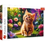 PUZZLE 500 ELEMENTÓW UROCZY KOTEK WŚRÓD KWIATÓW UKŁADANKA 37525 TREFL