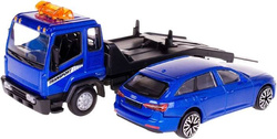 LAWETA HOLOWNIK Z SAMOCHODEM OSOBOWYM AUDI A6 MODEL BBURAGO 1/43