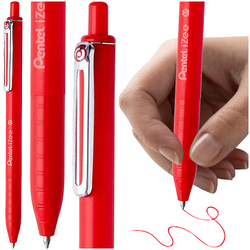 DŁUGOPIS AUTOMATYCZNY ERGONOMICZNY GŁADKO PISZE 0,7 mm CZERWONY PENTEL IZEE