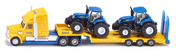 NEW HOLLAND CIĘŻARÓWKA Z TRAKTORAMI SIKU CIĄGNIK METALOWY LAWETA 1805