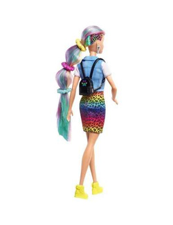 BARBIE LALKA LEOPARD FIGURKI AKCESORIA KOLOROWA FRYZURA PANTERKA MATTEL