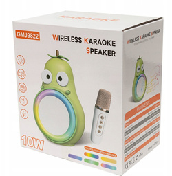 ZESTAW KARAOKE GŁOŚNIK Z MIKROFONEM BEZPRZEWODOWYM GRUSZKA LED RGB USB C
