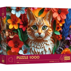 PUZZLE 1000 ELEMENTÓW KOT Z EFEKTEM 3D UKŁADANKA 40-LECIE TREFL 40040