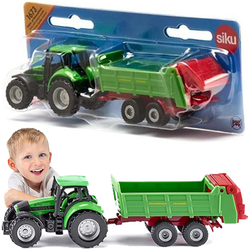 TRAKTOR DEUTZ Z ROZRZUTNIKIEM PRZYCZEPA KOLEKCJONERSKI METALOWY 1673 SIKU