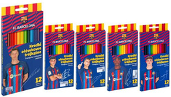 KREDKI OŁÓWKOWE FC BARCELONA ASTRA TRÓJKĄTNE 12 KOLORÓW SZKOLNE WYRAZISTE