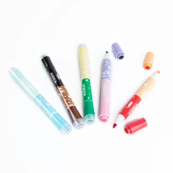 DWUSTRONNE FLAMASTRY ZE STEMPELKAMI DWIE KOŃCÓWKI PISAKI 10 KOLORÓW KIDEA