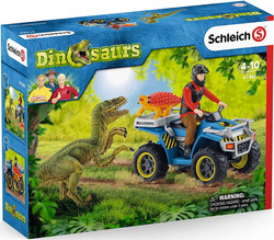 SCHLEICH DINOSAURS UCIECZKA QUADEM PRZED VELOCIRAPTOREM FIGURKI DINOZAUR