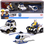 STRAŻAK SAM POJAZDYY POLICYJNE QUAD SAMOCHÓD HELIKOPTER METALOWE DICKIE