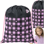 WOREK NA BUTY OBUWIE SZKOLNY ST.RIGHT MAJEWSKI RÓŻOWA SZACHOWNICA SERCA