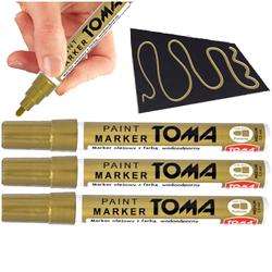 MARKER OLEJOWY DO OPON DREWNA METALU SZKŁA ZŁOTY TOMA OKRĄGŁY - 3 sztuki