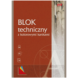 BLOK TECHNICZNY A4 KOLOROWY 10 KARTEK 160g SZKOLNY UNIPAP - 5 sztuk