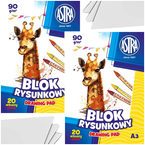 BLOK RYSUNKOWY BIAŁY A3 ASTRA 20 KARTEK 90g SZKOLNY PLASTYKA - 2 sztuki