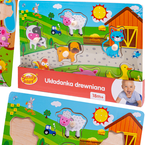 UKŁADANKA DREWNIANA ZWIERZĘTA FARMA WIEJSKA ZAGRODA PUZZLE Z UCHWYTAMI