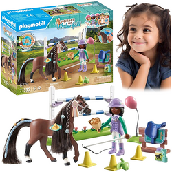 PLAYMOBIL HORSES OF WATERFALL ZOE I KOŃ BLAZE Z PRZESZKODAMI AKCESORIA