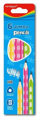 OŁÓWEK HB TRÓJKĄTNY JUMBO DREWNIANY LAKIEROWANY KEYROAD SZKOLNY - 3 szt.