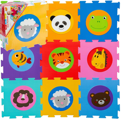 MATA PIANKOWA PODŁOGOWA PUZZLE MIĘKKIE DUŻE ZWIERZĘTA 9 EL SMILY PLAY