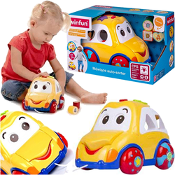 INTERAKTYWNE AUTO WESOŁEK SORTER KLOCKI DŹWIĘKI ŚWIATŁO MELODIE WINFUN