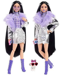 BARBIE EXTRA LALKA SREBRNA KURTKA PIESEK W OKULARACH AKCESORIA 
