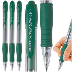 DŁUGOPIS AUTOMATYCZNY OLEJOWY PILOT SUPER GRIP ERGONOMICZNY ZIELONY - 3 szt