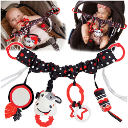 ZAWIESZKA DO WÓZKA SENSORYCZNA KONTRASTOWA KROWA BALIBAZOO LUSTERKO GRYZAK