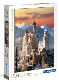 PUZZLE ZAMEK NEUSCHWANSTEIN WIDOK GÓRY ZIMOWY KRAJOBRAZ 1500 EL. CLEMENTONI