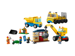 LEGO CITY CIĘŻARÓWKI I DŹWIG WYBURZENIOWY Z KULĄ BUDOWA WYWROTKA 60391