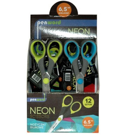 NOŻYCZKI BIUROWE NEON KLASYCZNE 16.5 CM - PENWORD